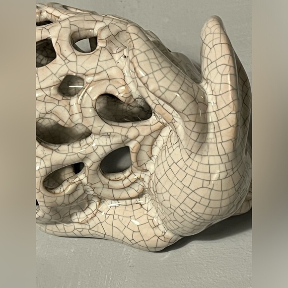 Crackle Pottery Bunny Rabbit Decor Accent Sculpture - Picture 3 of 12